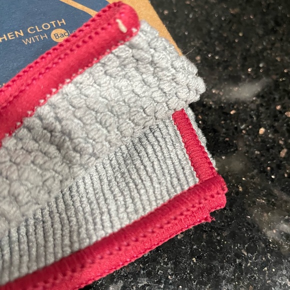 NORWEX Diamond Textured Kitchen Towel & Cloth Set Graphite with Pomegranate Trim - Picture 11 of 16